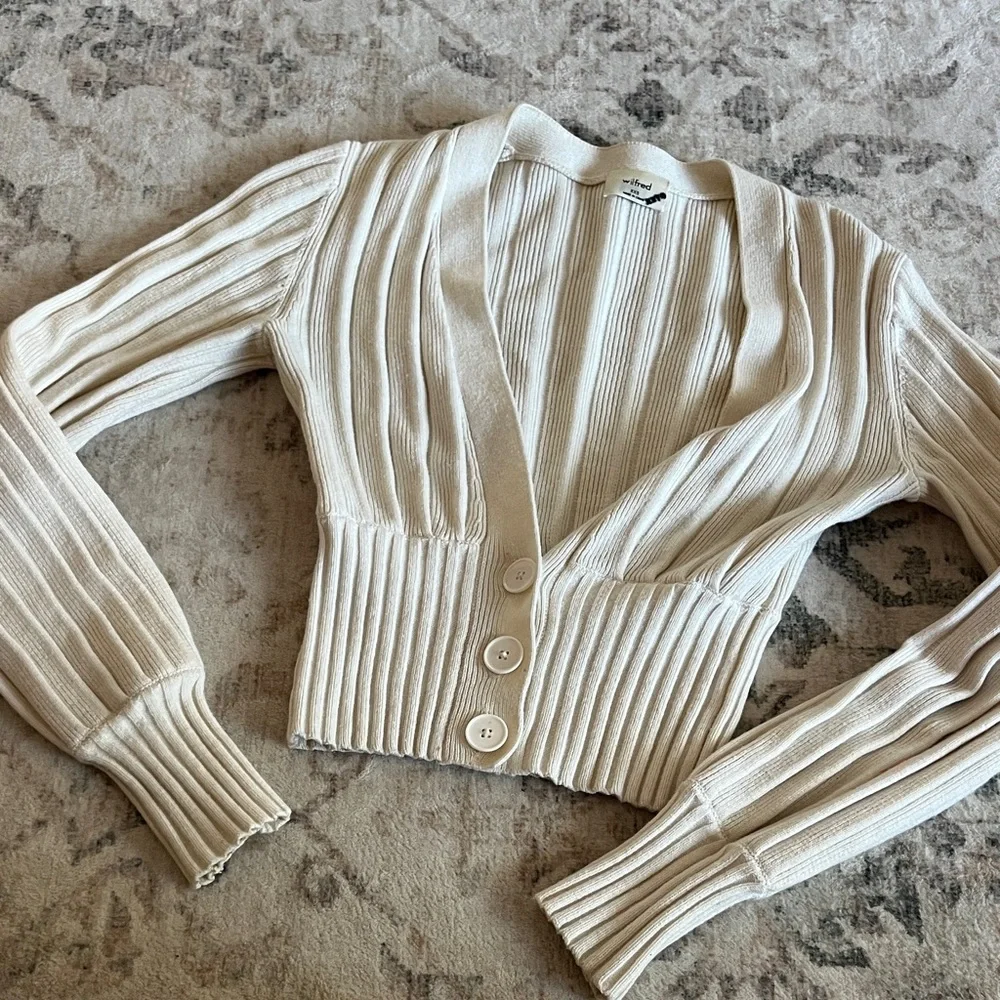 Wilfred Cream Ribbed Cardigan - Picture 2 of 5